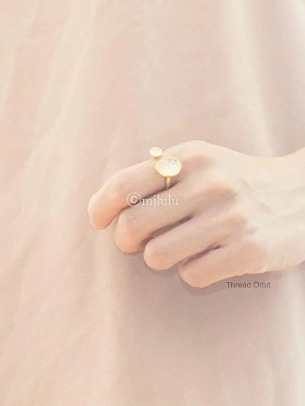 14K Gold-Plated Statement Ring with Simulated Rose Quartz - Hypoallergenic &